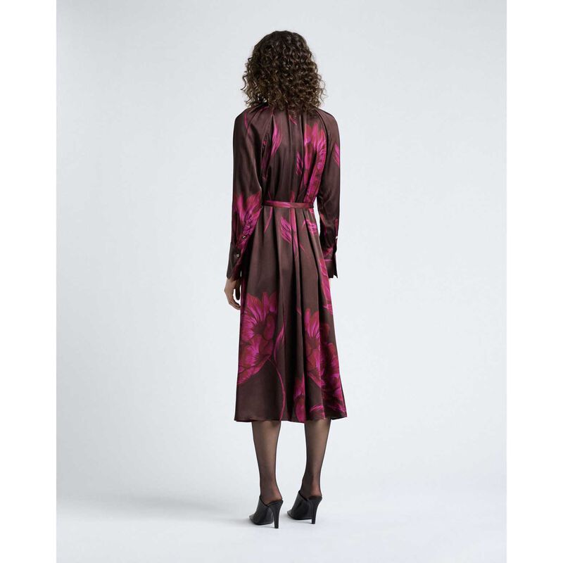 Cue Chocolate Oversized Floral Belted Midi Dress image number 1